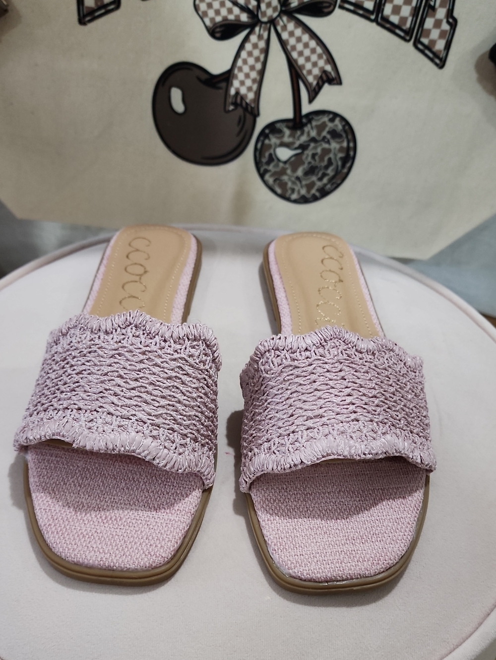 CCOCCI Lilac Woven Slide Mules